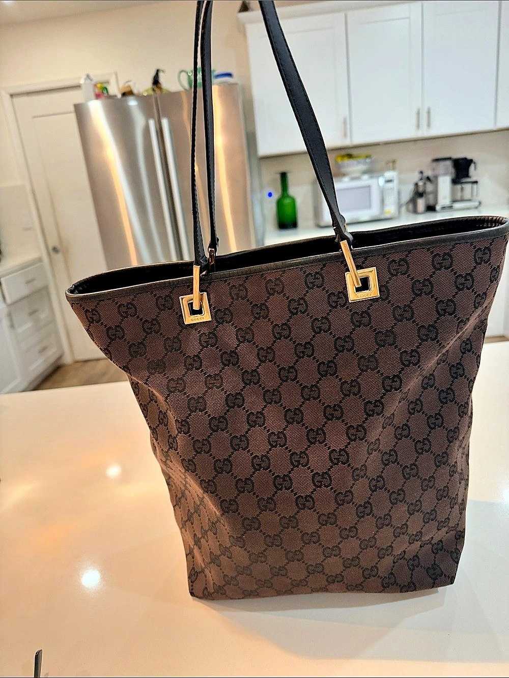 Gucci Abbey D-Ring Tote GG Monogram Brown & Black vintage  Y2K ❤️👜